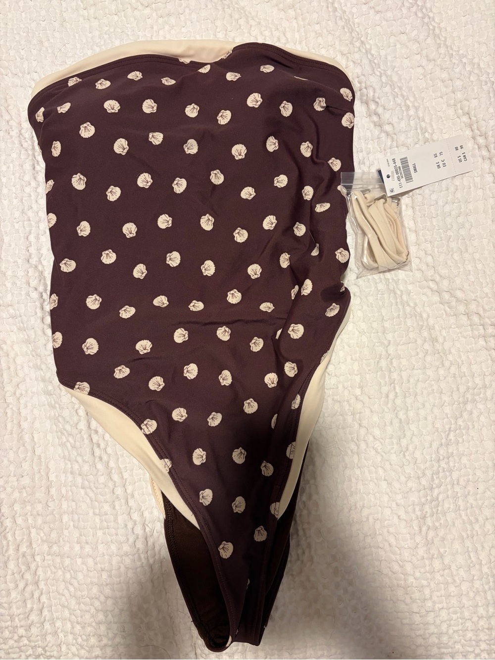 Abercrombie & Fitch Brown One-Piece Swimsuit with Seashell Cream Dot Print